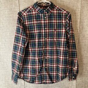 POLO RALPH LAUREN Plaid Natural Stretch Long Sleeve Shirt Boys Size L (14-16)